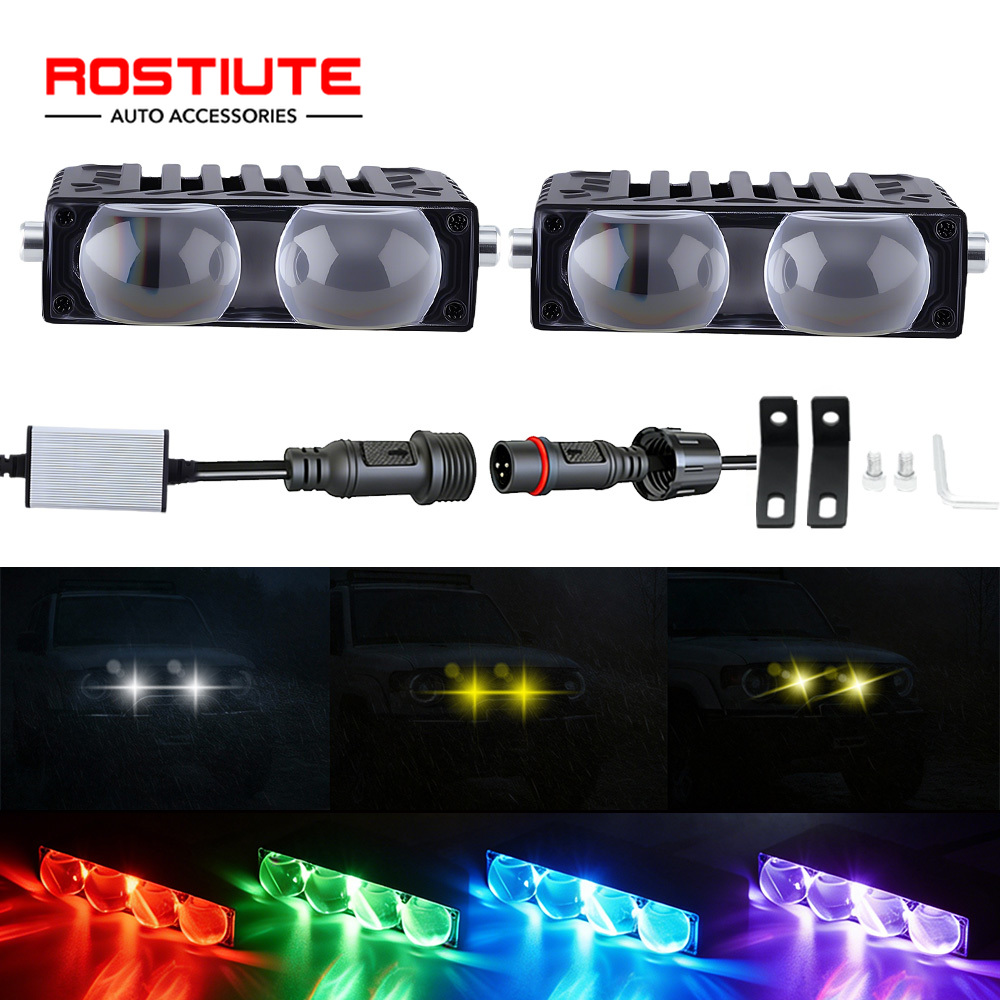 Car Grill  LED Fog Lights Long Range LED Light Bar 12-80V 4X4 Spotlights Additional Headlights for Motorcycle Vehicles Offroad
