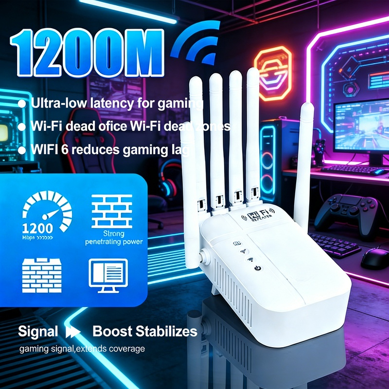 WiFi エクステンダー 1200M 5Ghz 高品質ワイヤレスインターネットリピーター AP 信号ブースター 10000 平方フィートのカバレッジ 理想的なクリスマスギフト