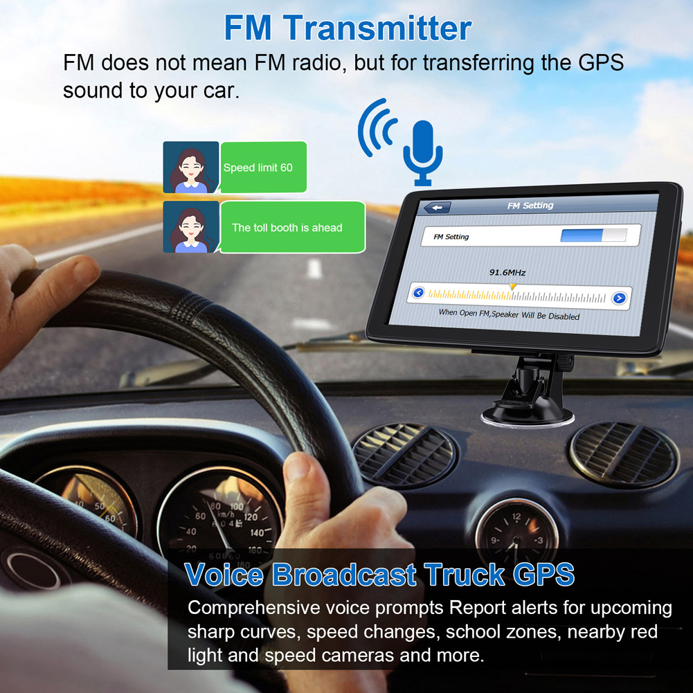 7 インチ車の GPS ナビゲーター FM トランスミッター HD TFT タッチスクリーンポータブル自動衛星 GPS ナビゲーション EU AU US 地図 256MB 8G