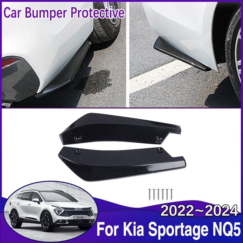 2x 車のフロントリアバンパーストリップ Kia Sportage NQ5 2022 〜 2024 スポイラーディフ​​ューザースプリッタースクラッチプロテクターカーボンファイバーエクステンション