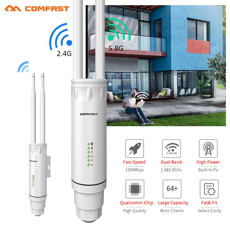 COMFAST AC1200/AC1300 屋外 AP ルーター 2.4 グラム/5 グラムデュアル Dand 長距離信号エクステンダー増幅ワイヤレス WiFi リピーター防水