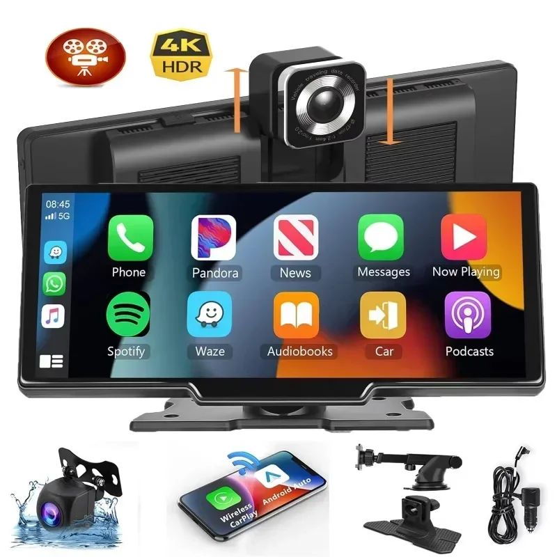 Veclumin C200-DVR 10.26 "Carplay DVR フロントリアデュアル録画 4K カー GPS ナビゲーション MP5 プレーヤーディスプレイワイヤレス Carplay