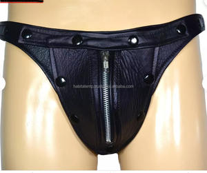 Men's Genuine Leather Black Sexy Underwear