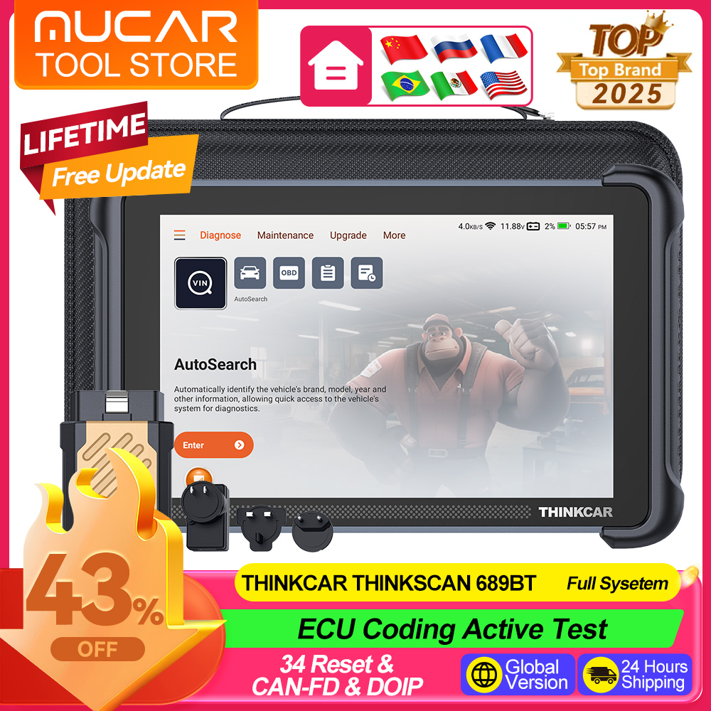THINKCAR Thinkscan 689BT 診断ツール CANFD DOIP OBD2 スキャナーすべてのシステム車診断スキャナー 34 リセット生涯無料アップデート