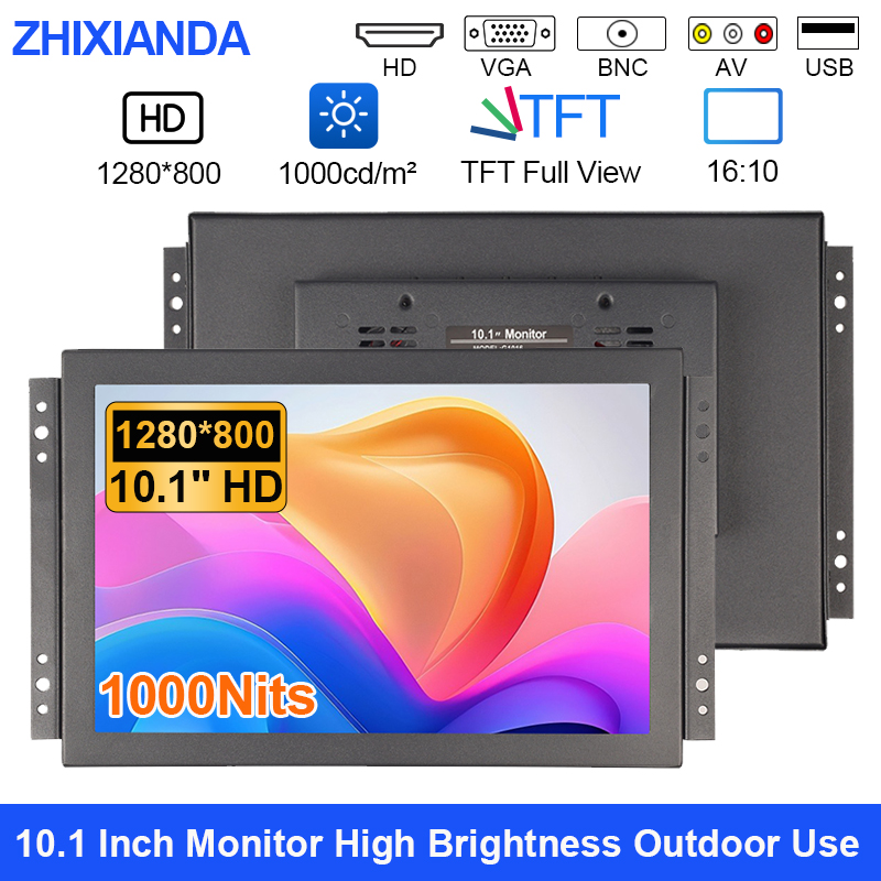 10.1 インチ 1000 ニット産業用オープンフレームモニター太陽光読み取り可能な容量性タッチスクリーン LCD ディスプレイ AV BNC VGA HDMI USB