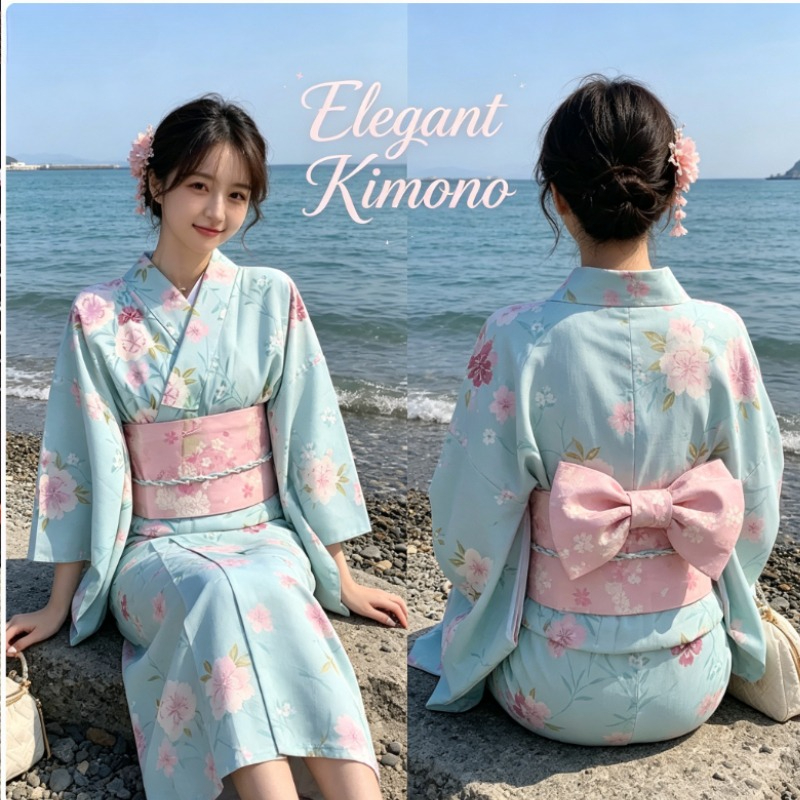着物 浴衣 レトロな改良された和服、エレガントな文学衣装、スタジオポートレート写真やカジュアルなテーマの服装に最適です