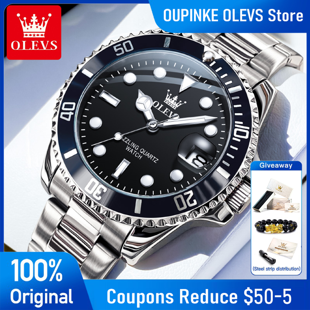 OLEVS 腕時計 5885 メンズ腕時計オリジナル高品質クォーツ時計防水発光カレンダー男性用ボックスギフトリロイ