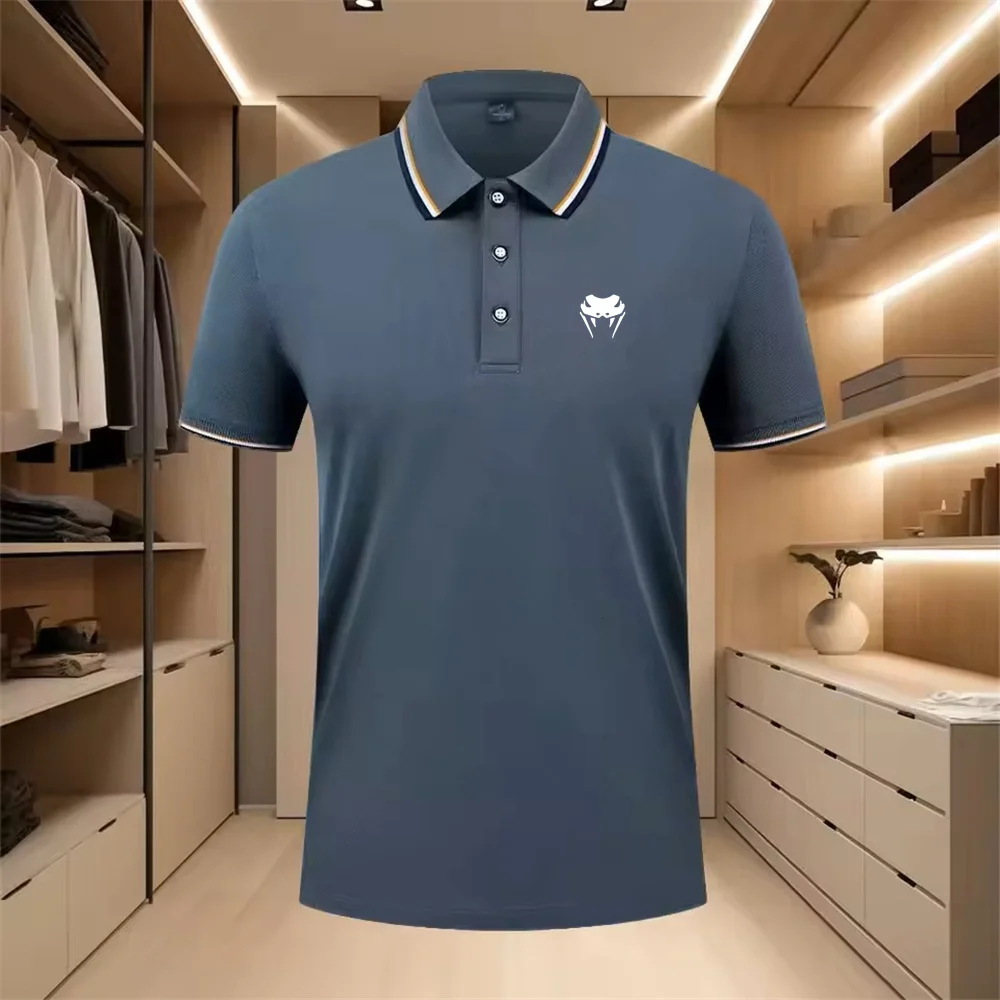 メンズスポーツプリントポロシャツ、半袖クラシックカラーカジュアルビジネスゴルフストリートウェアTシャツ