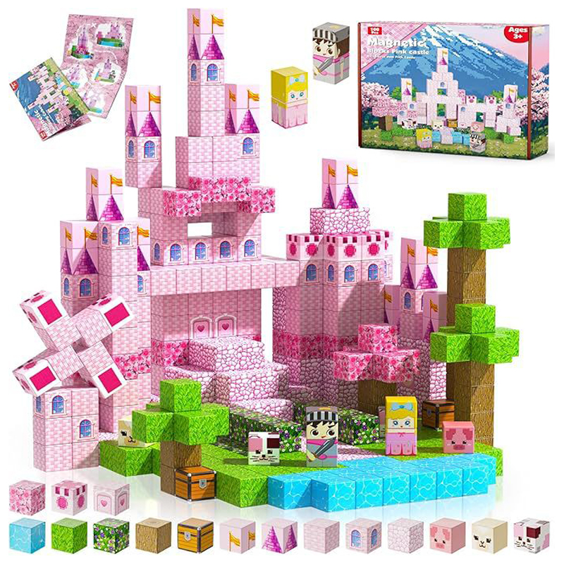 磁気ビルディングブロック マインワールド マグネットキューブセット STEM モンテッソーリ感覚玩具 子供用 男の子 女の子 年齢 3 DIY モデル 子供用