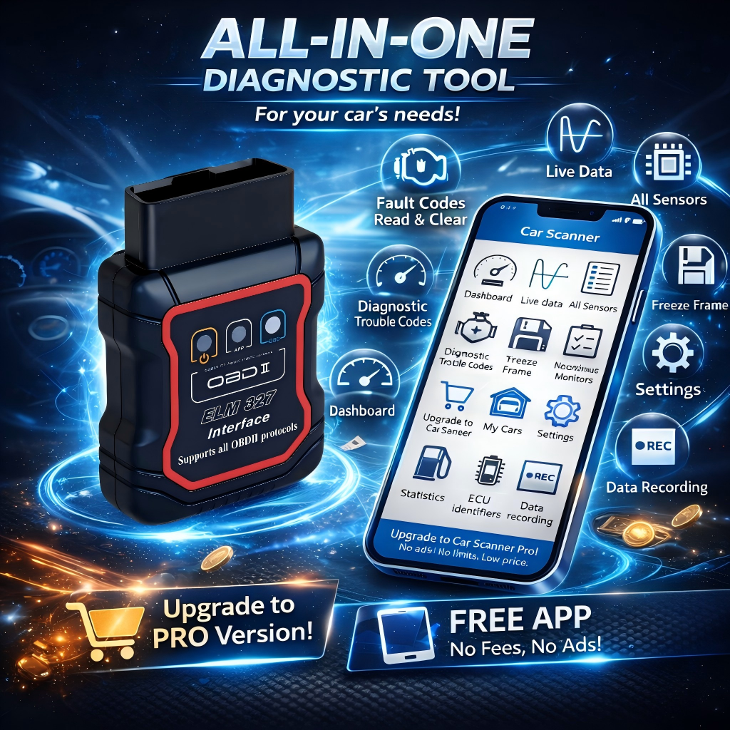 ワイヤレス ELM327 OBD2 スキャナー Bluetooth 自動診断スキャンツール 車のコードリーダー チェックエンジンライト (無料広告なしアプリ付き)