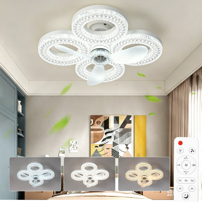 48W LEDシーリングファンライト リモコン付き E27ベース 無段階調光 3スピードタイマー機能 リビングルーム ベッドルーム キッチン用