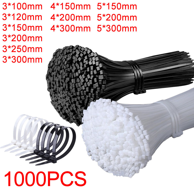 1000 個セルフロック白黒プラスチックナイロンジップタイ固定リングナイロンケーブルタイクランプストラップとロックループワイヤーラップ