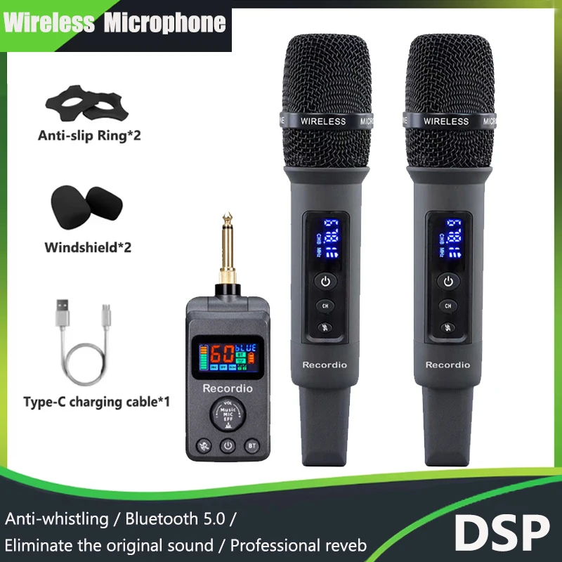 ワイヤレス Bluetooth マイクハンドヘルドカラオケマイク DSP 抗口笛リバーブマイクステージホームエンターテイメント ktv 会議
