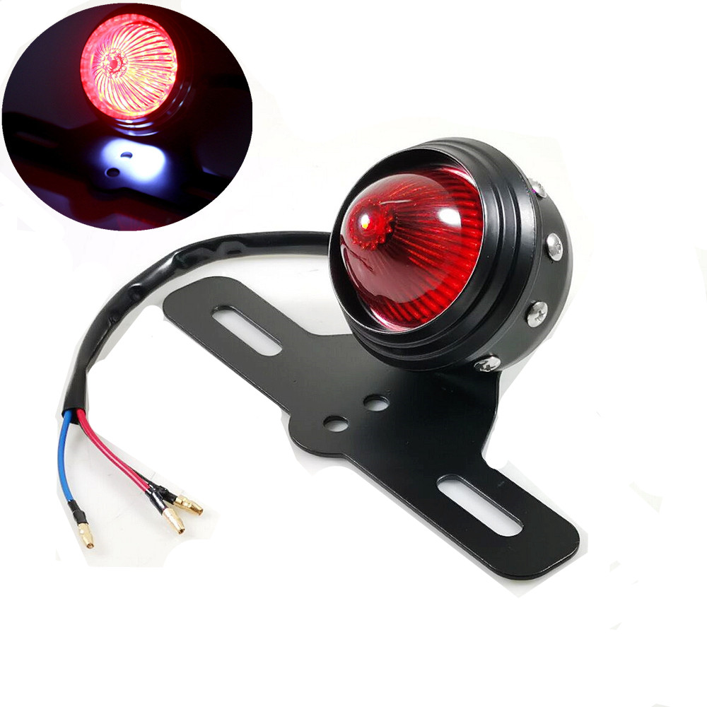 ユニバーサル 12V オートバイテールブレーキライトテールライトナンバープレートブラケットハーレーホンダスズキカワサキチョッパー