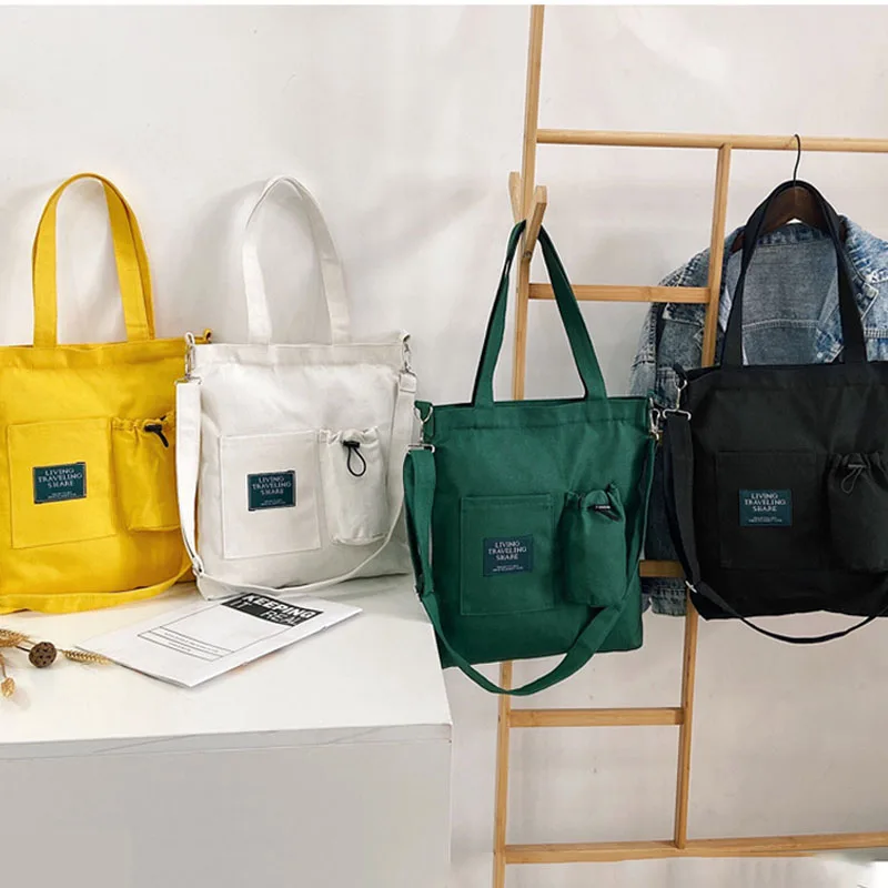 女性キャンバスバッグ新デザインジッパーショルダーバッグ女性再利用可能な大容量ショッパートートレディースエコ布ショッピングバッグ