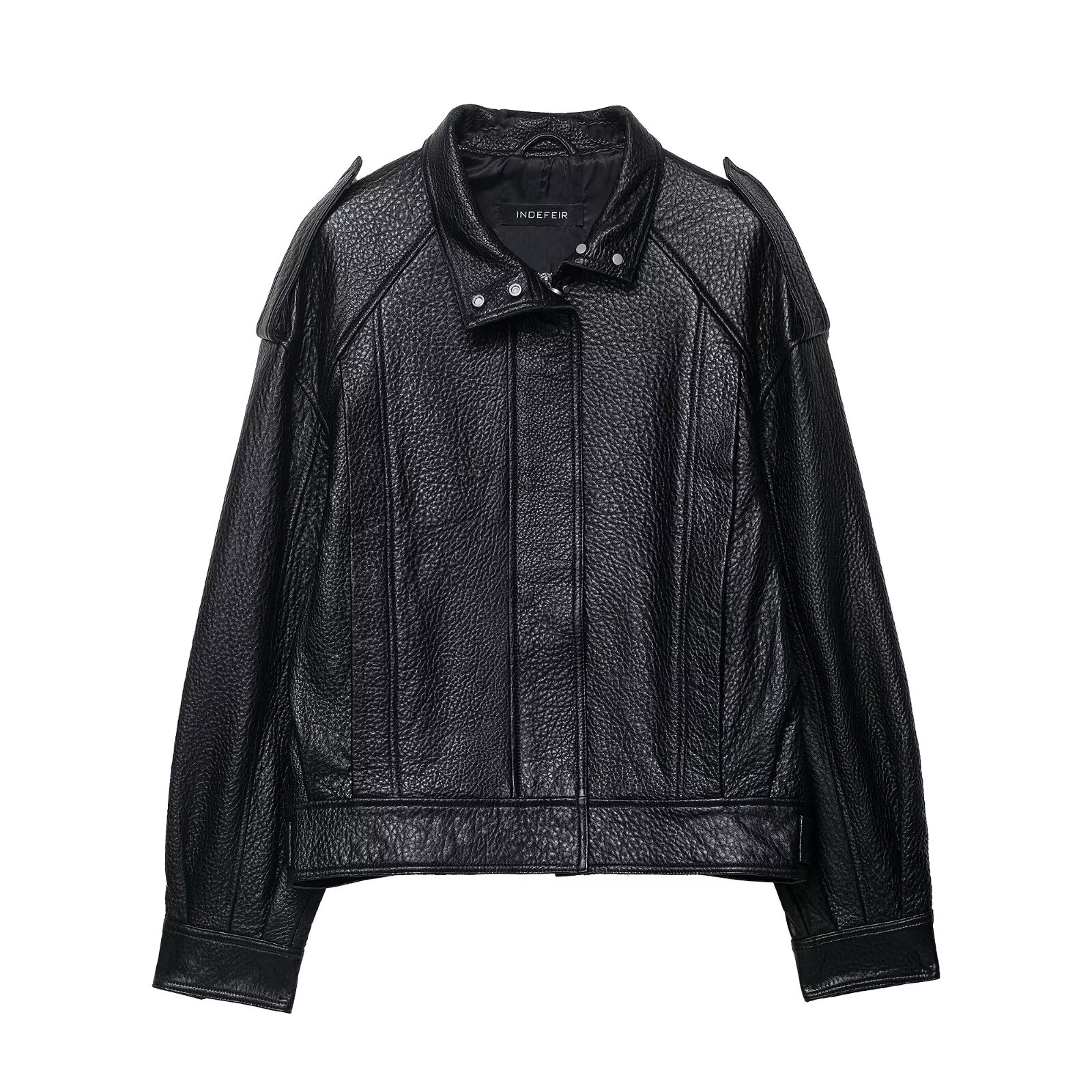 新しい秋と冬の婦人服スパイシーガールワークウェアスタイルルーズスタンドカラーPUレザーパイロットジャケットジャケットジャケット