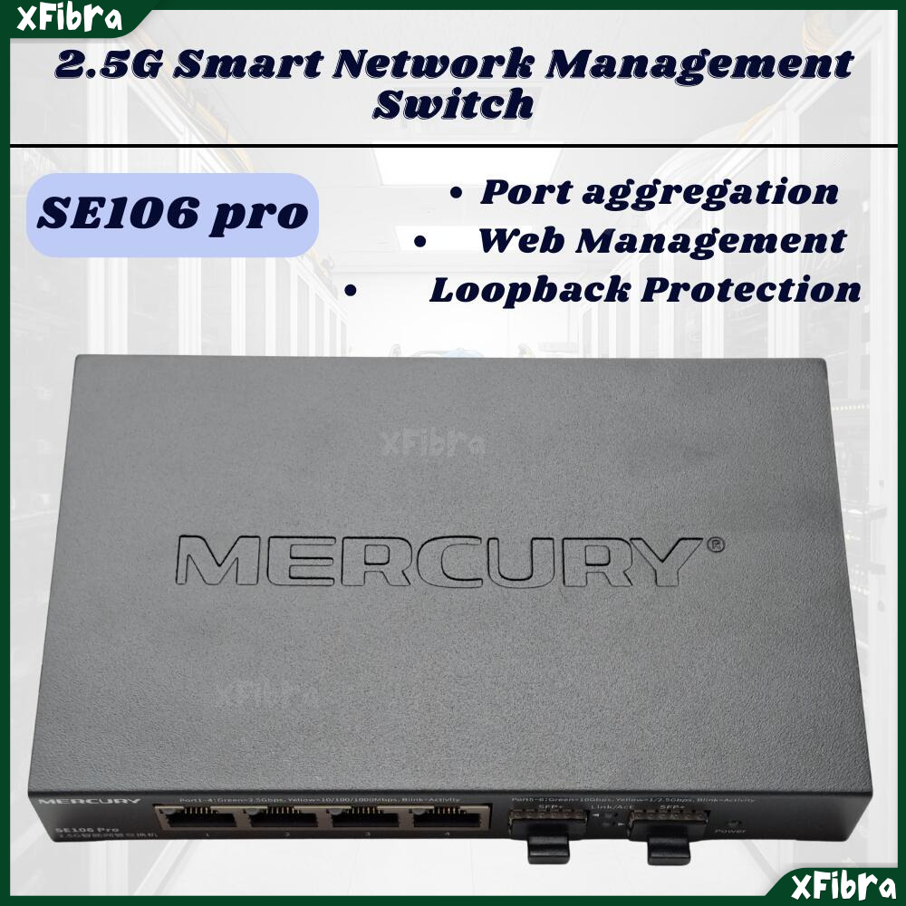 MERCURY SE106Pro インテリジェント ネットワーク管理 2.5G スイッチ、4 ポート、2.5G 20,000 メガ光イーサネット