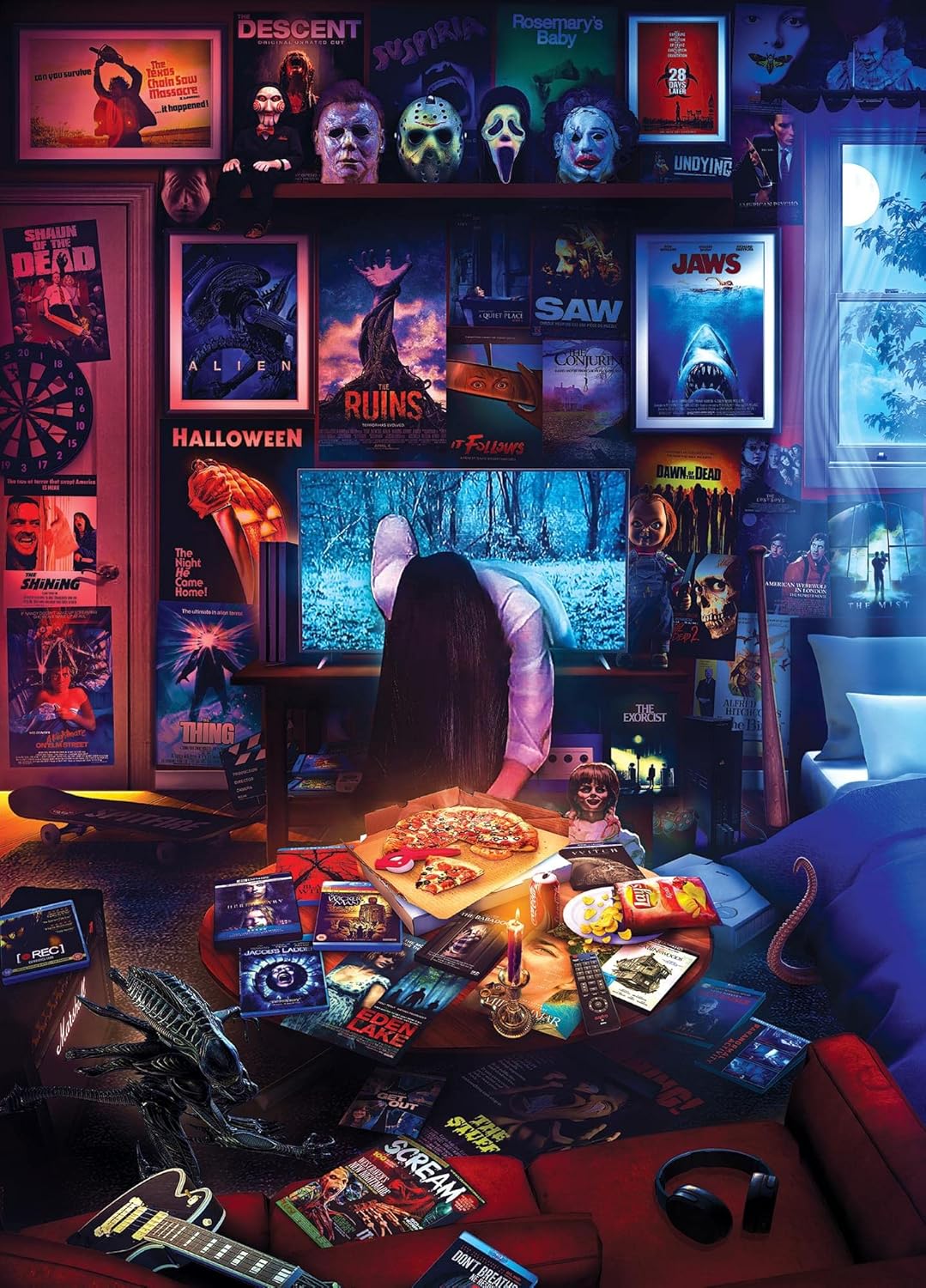 300/500/1000Pcs Wooden Puzzle Horrors and Scary Movies Jigsaw Puzzle for Gameroom Bedroom Livingroom Decor Family Fun Activity