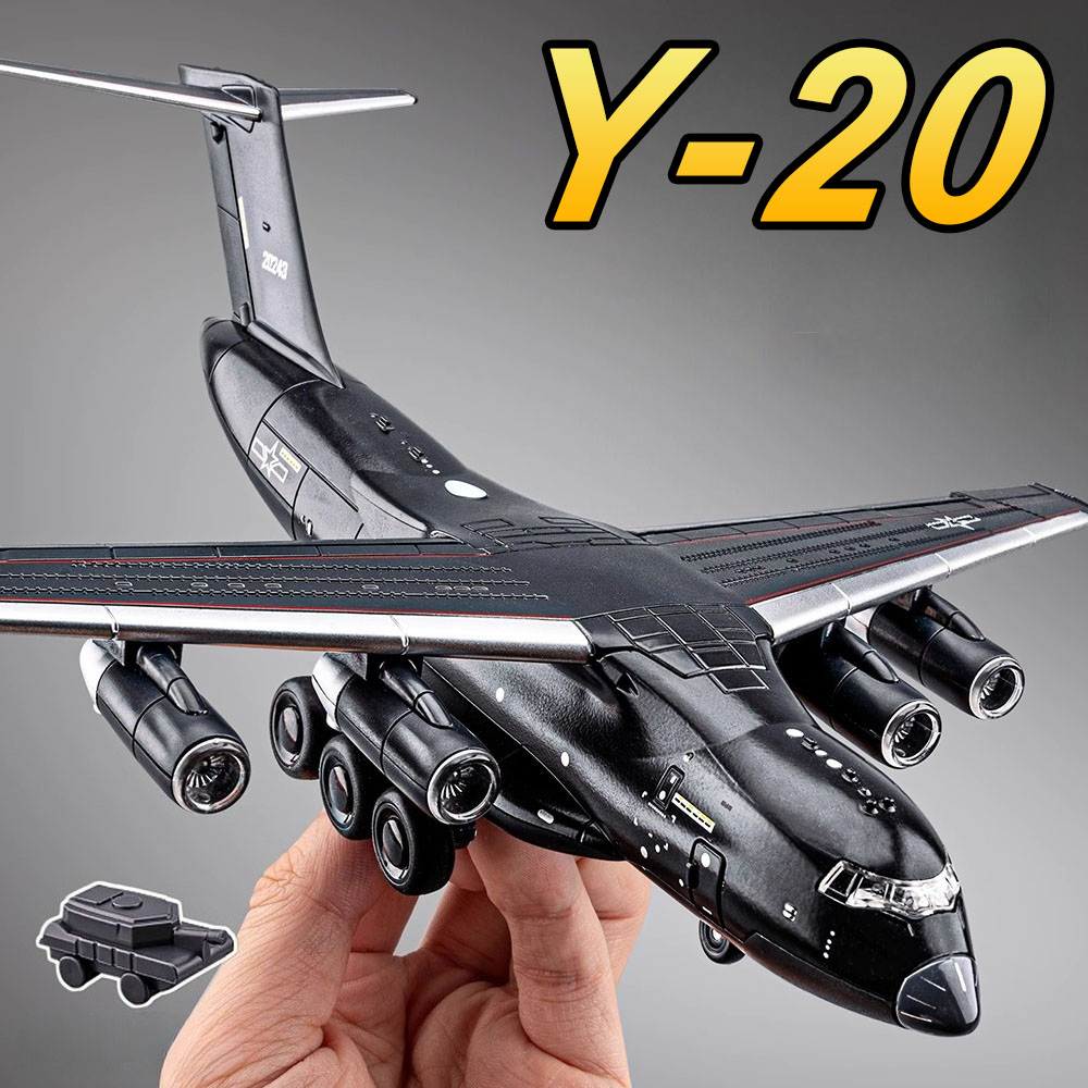 1:180 合金 Y-20 輸送航空機モデルのおもちゃダイキャストカーサウンドライト付きプルバックキャビンオープン飛行機グッズ男の子のギフト