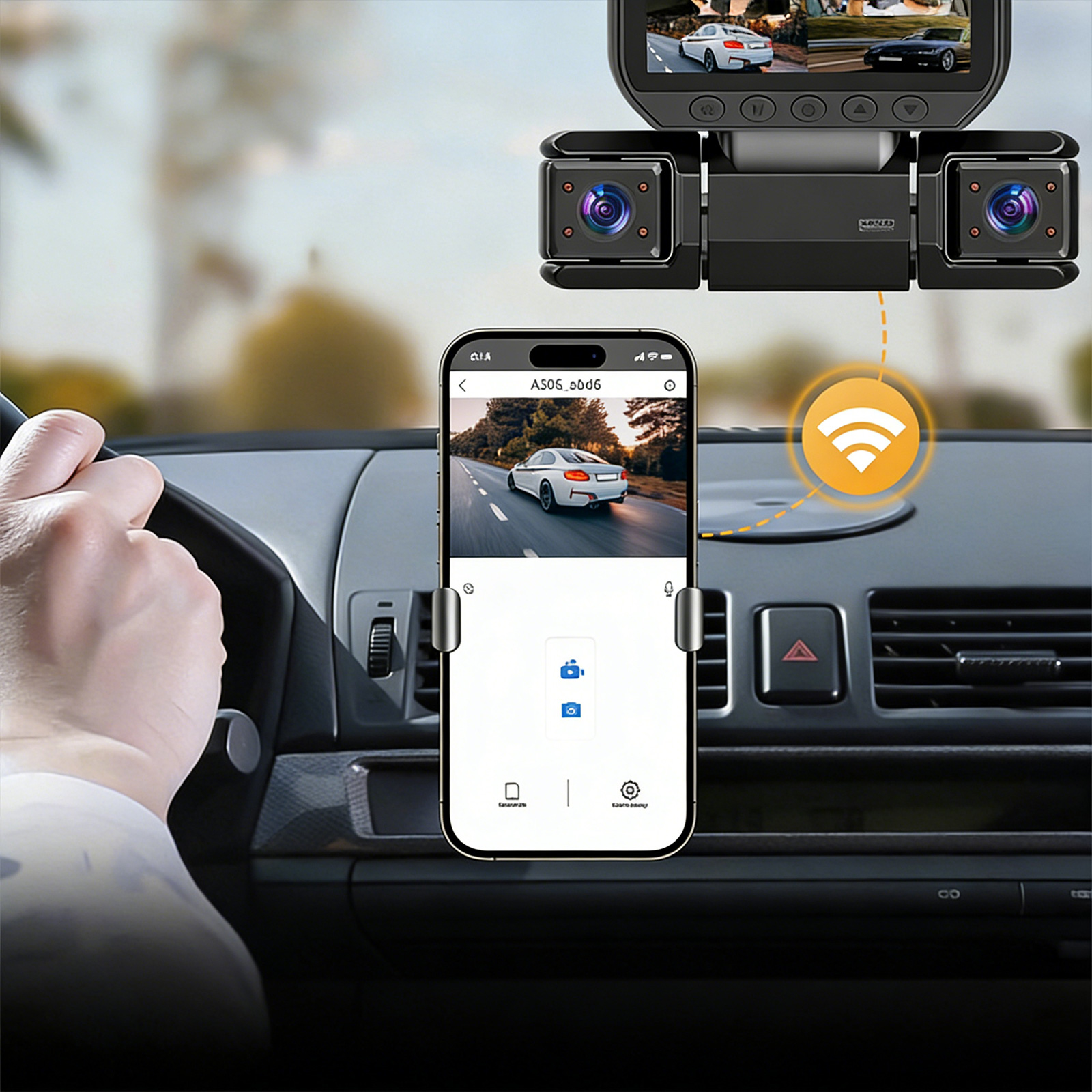 4 チャンネル ダッシュ カム 1080P フロントおよびリア内側左右車カメラ ナイトビジョン WiFi