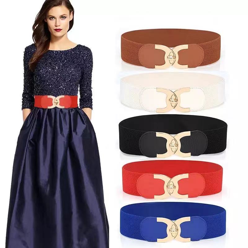 トレンドクラシック新ファッションスタイルバックル弾性ワイドベルトワイドカマーバンドストラップベルトウエスト女性女性アクセサリー ceinture