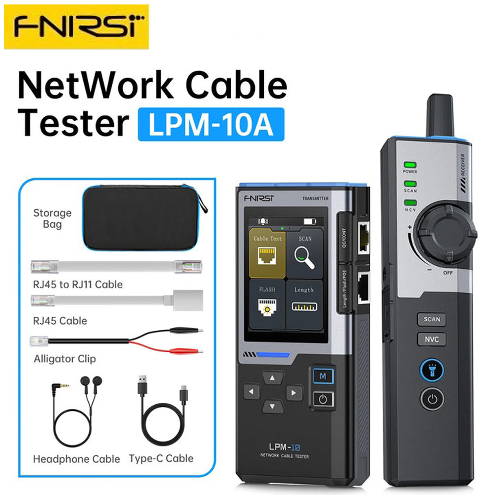 FNIRSI® LPM-10A 多機能ネットワーク ケーブル トラッカー インテリジェント ケーブル ファインダー RJ45/RJ11 ライン テスター LAN ケーブル テスター ポート フラッシュ