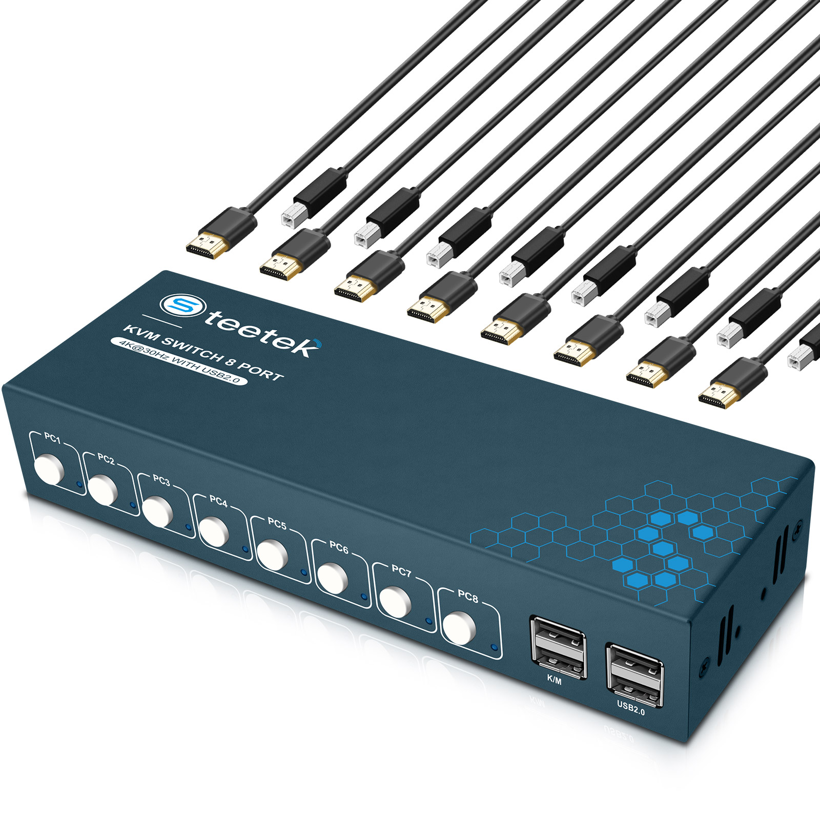 KVM スイッチ 8 ポート HDMI KVM スイッチ 4K 3D 4 イン 1 アウト 4 台の PC 共有 1 セットのキーボード マウス サポート ホットキー USB2.0