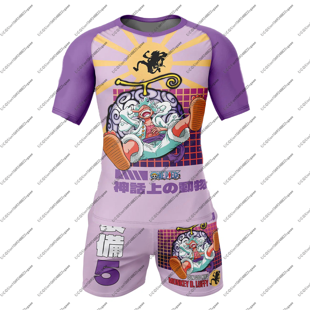 ボーイズ男性ルフィギア 5 ワンピーススポーツウェア Tシャツトップショーツズボンラッシュガード圧縮 Tシャツパンツブラジリアン柔術ジム