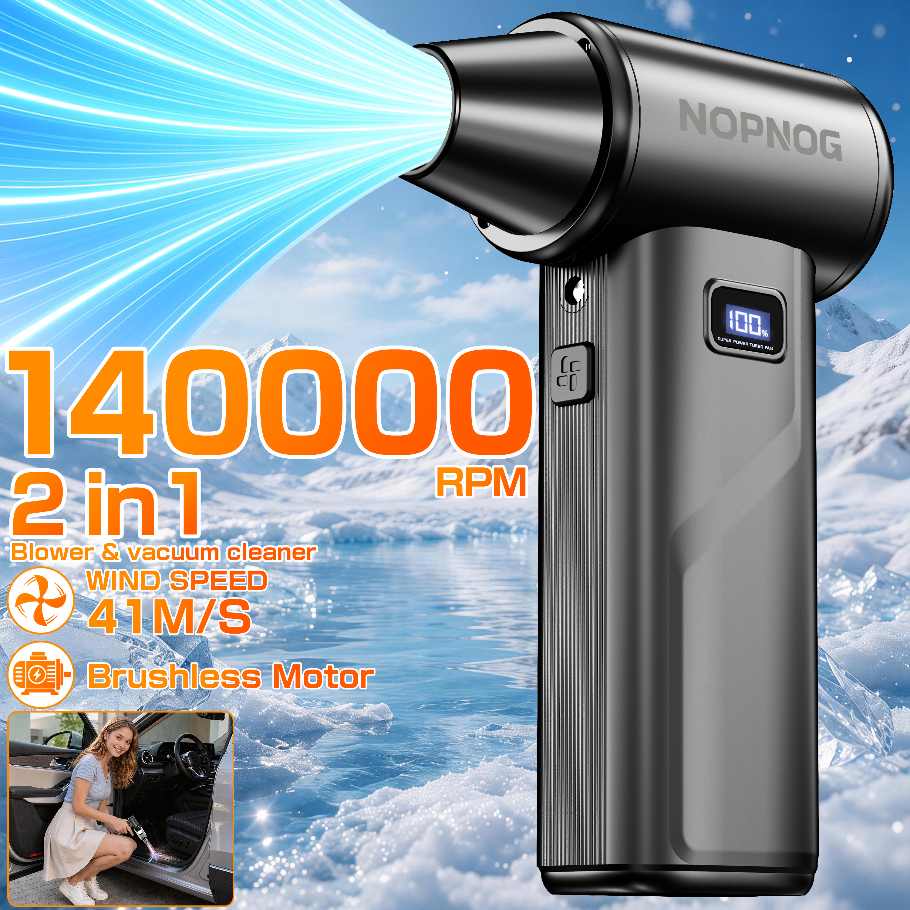 車の掃除機クリーニングブローツールブローと吸引2 in 1ターボファン送風機自動集塵機暴力ジェットファンポータブル