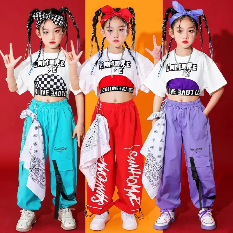 ジャズダンス衣装子供用子供ヒップホップストリートダンス服女の子社交ヒップホップダンス服ティーンステージ衣装