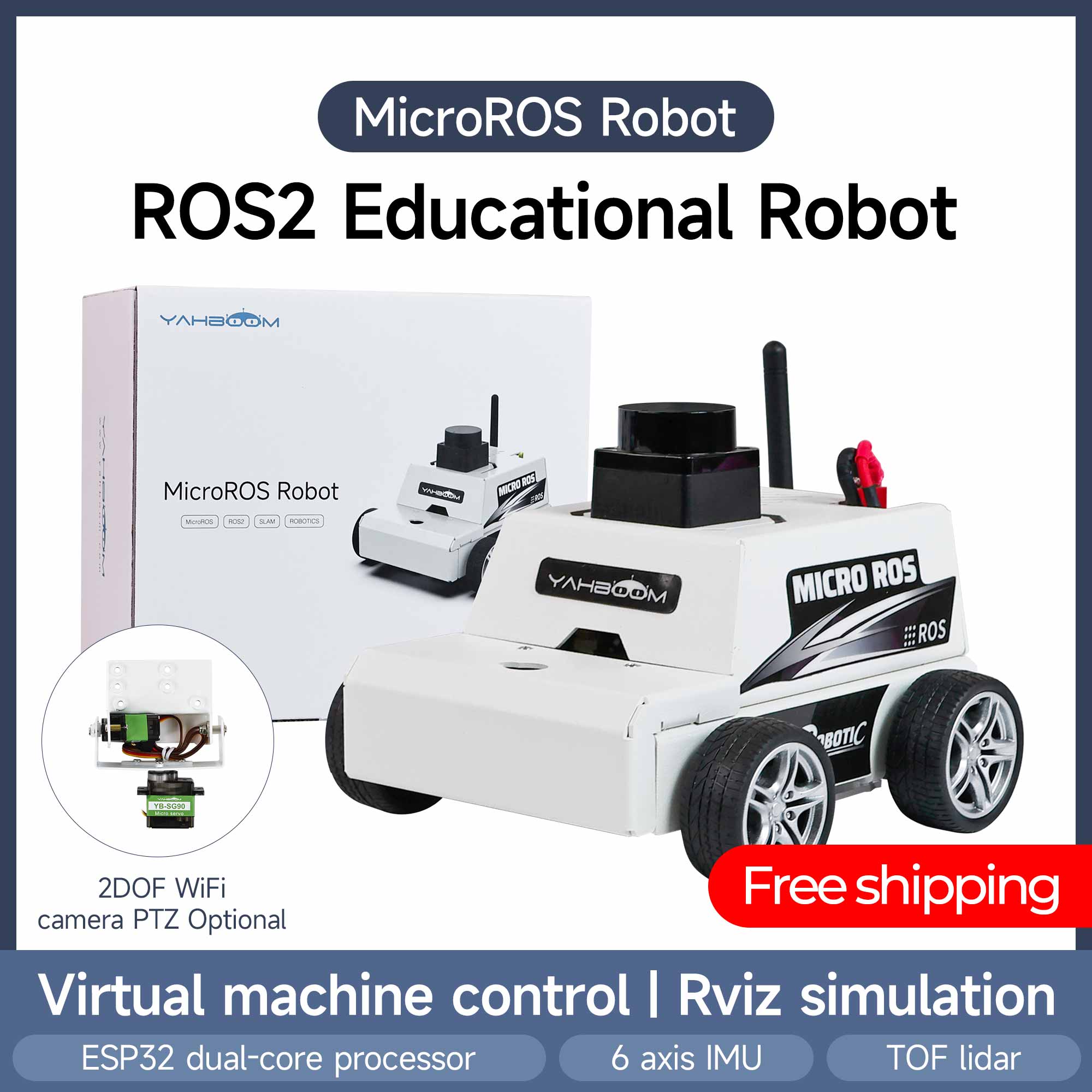 マイクロ ROS 教育ロボットカー ROS2-Humble PC 仮想マシン システム AI Lidar SLAM マッピング ナビゲーション DIY 電子キット