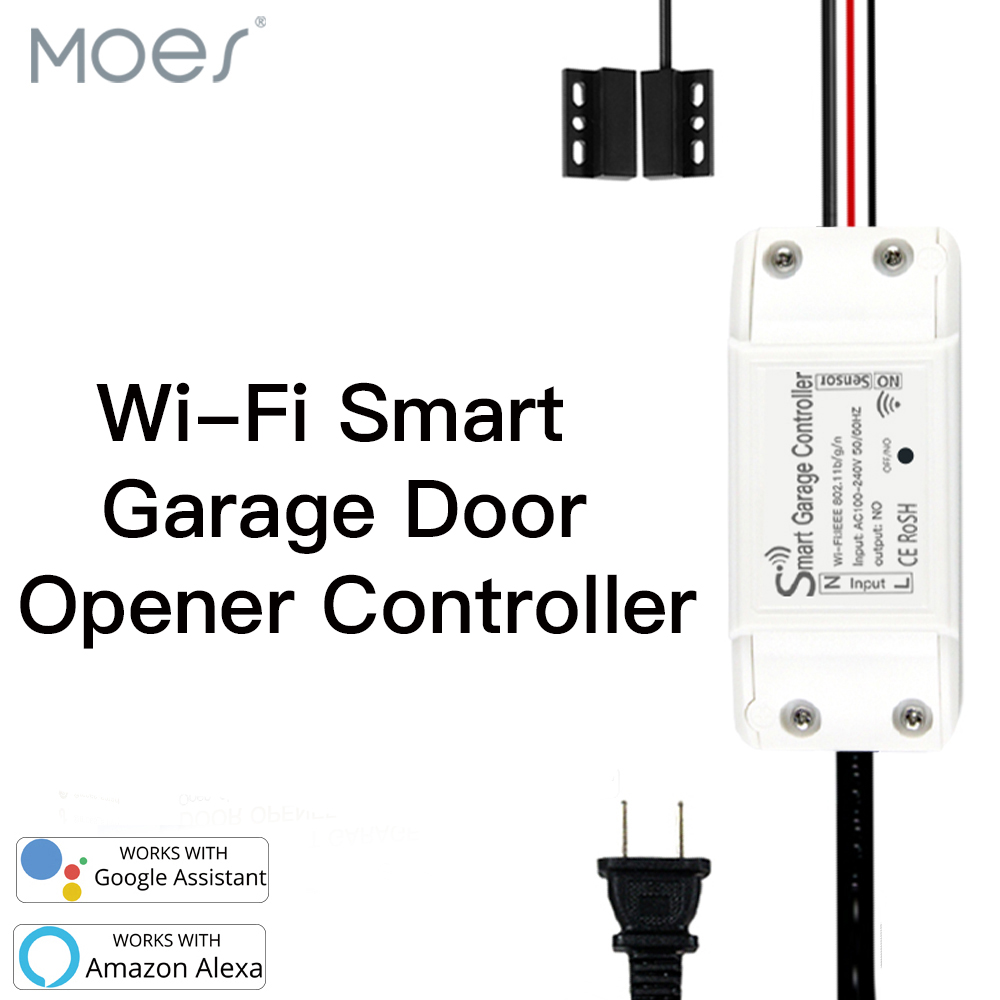 MOES WiFi スマート ガレージ ドア コントローラー オープナー スマート ライフ/Tuya APP リモート Alexa Echo Google Home と互換性あり ハブ不要