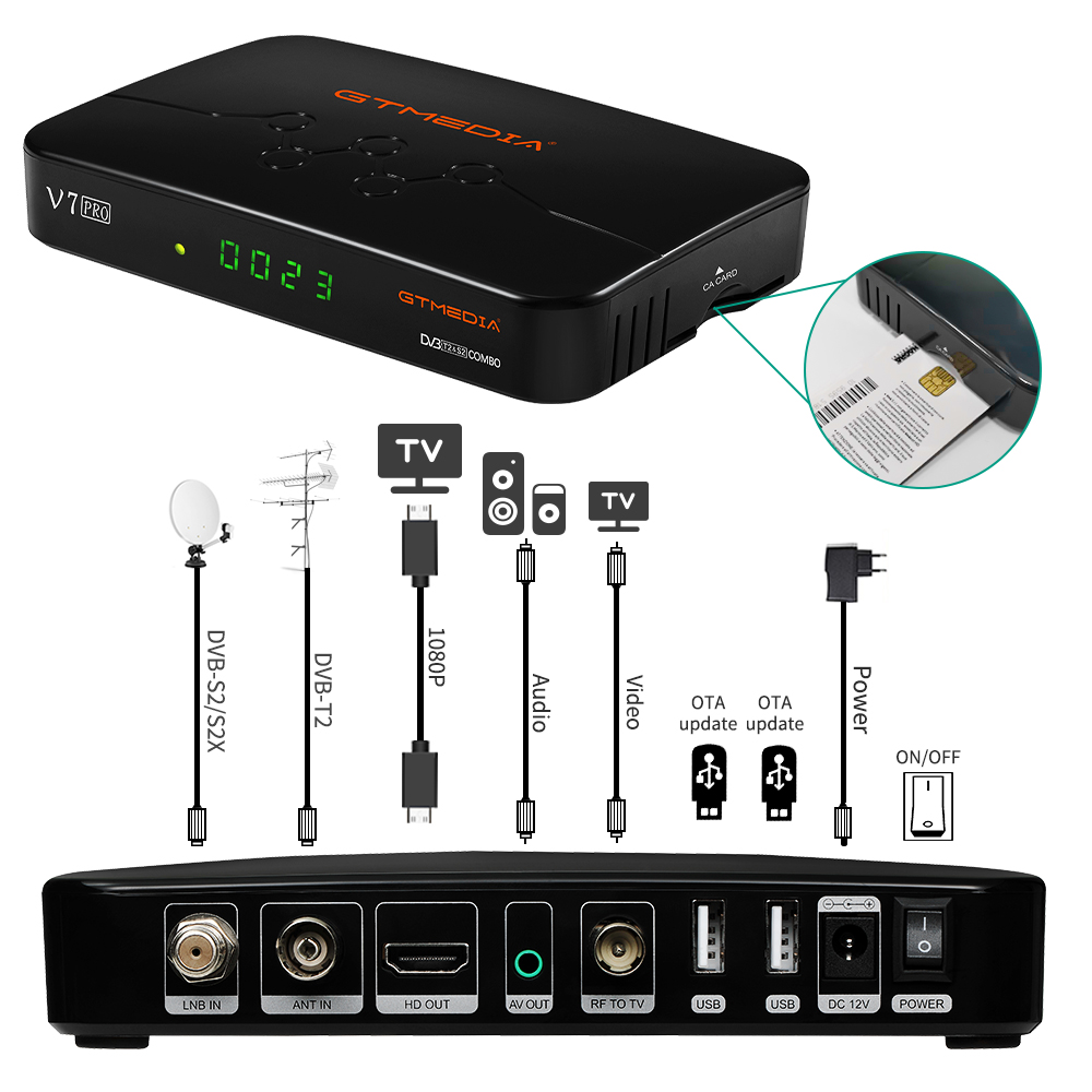 新しい GTmedia V7 プロ H.265 DVB S/S2/S2X T2 コンボボックス衛星テレビ受信機セットトップボックス V7pro