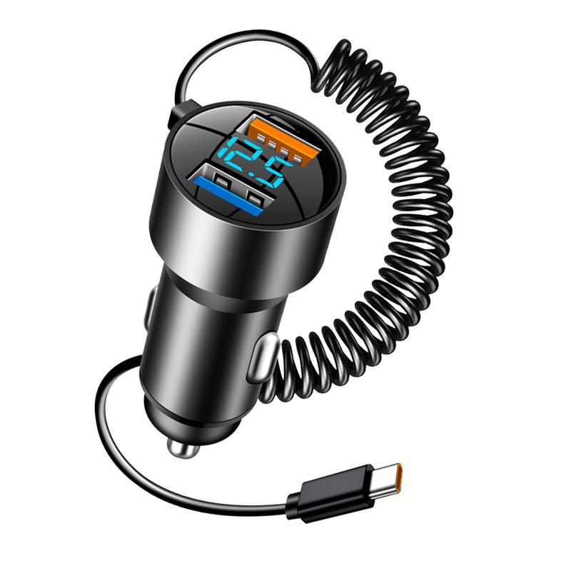 車の充電器 USB C タイプ C 充電器急速充電車 PD QC 3.0 USB 充電器マルチポート 100 ワット車の充電器格納式コード用