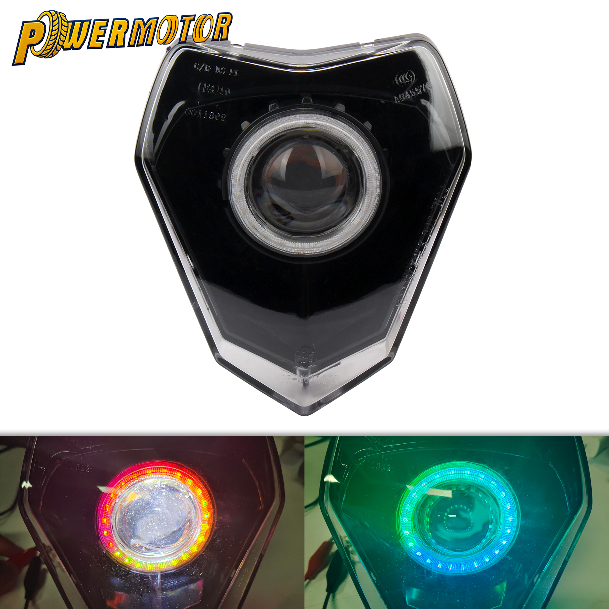 オートバイのヘッドライトアプリ制御エンジェルアイ RGB ヘッドランプ KTM EXC 125 150 200 250 300 350 400 450 500 530 2008-2013 モトクロス
