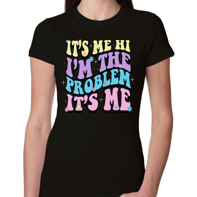 Its Me Hi Im The 問題 Groovy Letters レディース スリムフィット ジュニア T シャツ