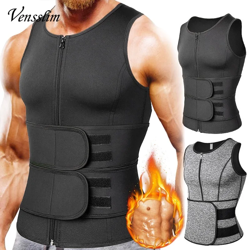 Vensslim 男性ボディシェイパーウエストトレーナーベスト痩身シャツサウナ汗圧縮アンダーシャツシェイプウェア脂肪バーナーワークアウトトップス