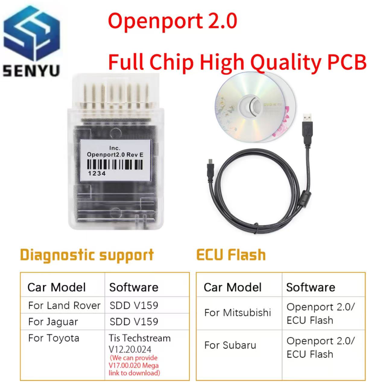 2026 新しい Openport 2.0 ECU フラッシュチップチューニングツールフルチップ OBD2 スキャナトヨタオープンポート OBDII コネクタ車診断ツール