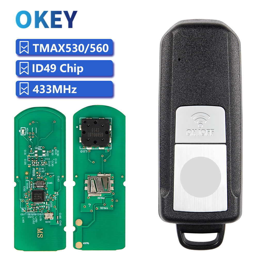 Okey リモートオートバイキーヤマハ T-MAX 530/560 TMAX530 TMAX560 2016-2021 ID49 433MHz スマートキー