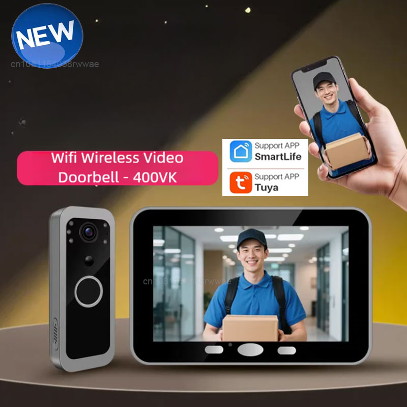 Yuezhe Tuya スマートライフ WiFi ビデオドアベル PIR カメラ 2MP 屋外防水ワイヤレスドアセキュリティインターホンシステム 5 'モニター