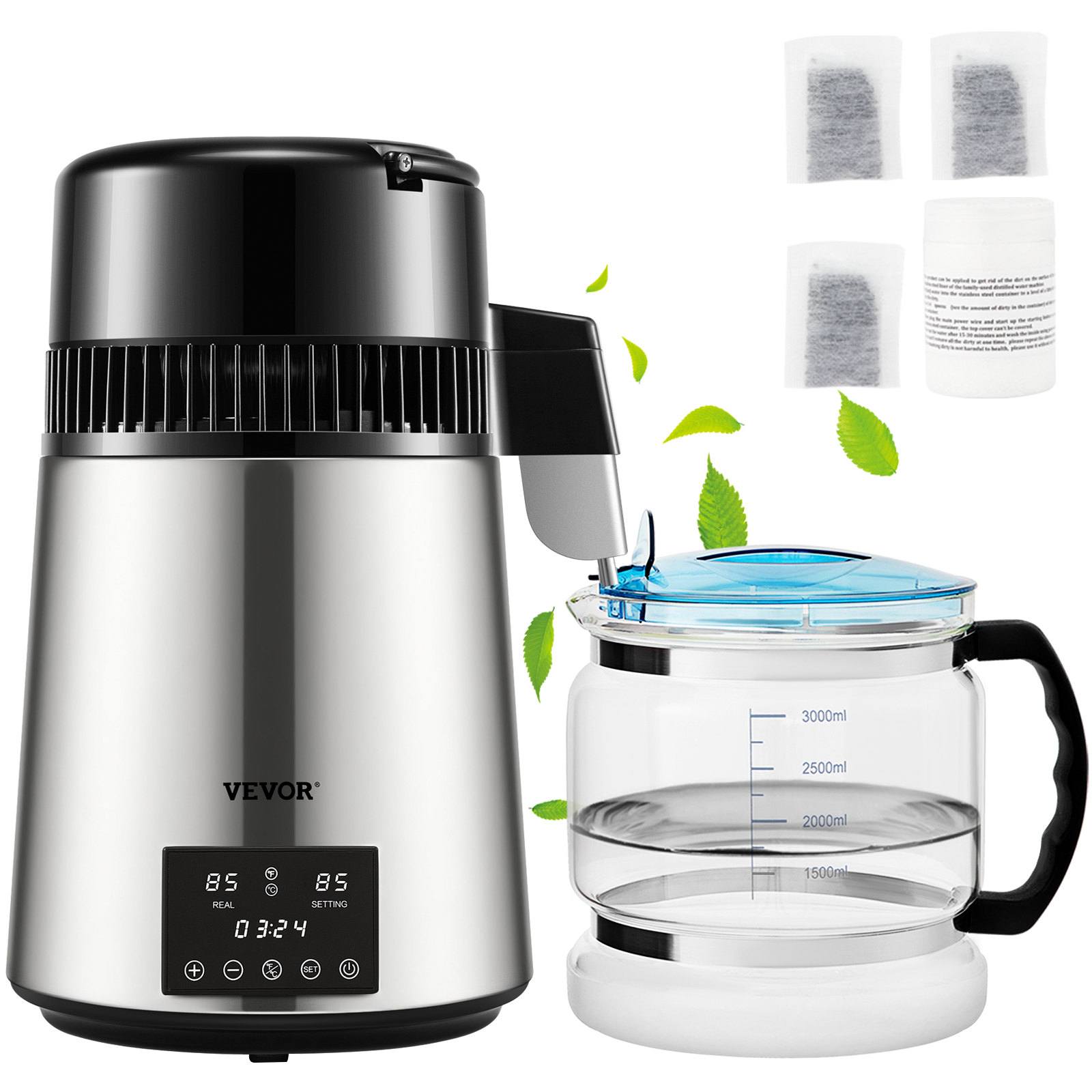 SucceBuy 4L 水蒸留器清浄器フィルターディスペンサードリンクボトル柔軟剤デュアル温度表示過熱保護家電