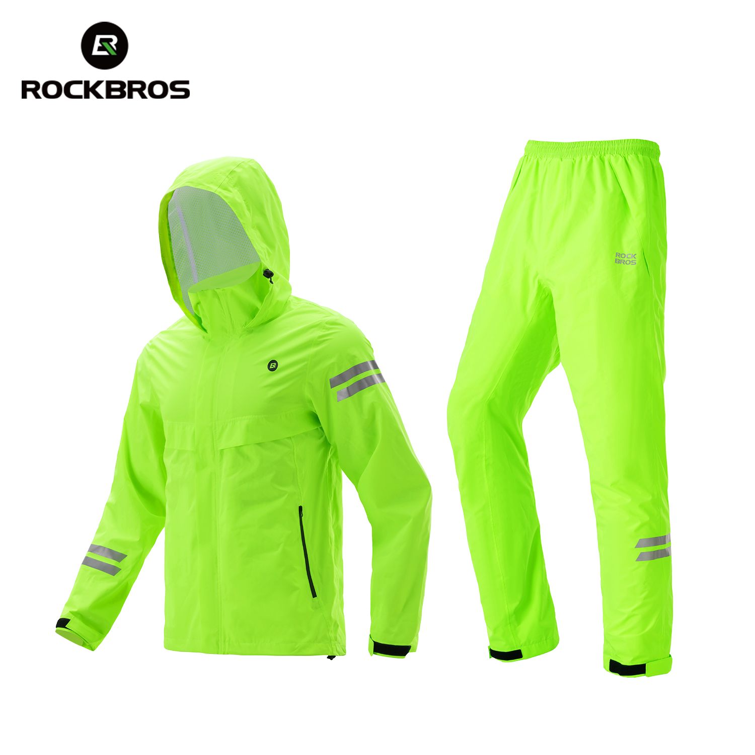 Rockbros 防雨サイクリングスーツ通気性レインコートパーカージャケット防水パンツズボン男性アウトドアスポーツサイクリング服