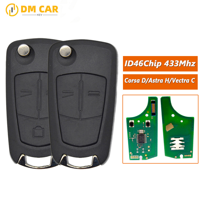 DMKEY フリップ車のキー 433Mhz リモート ID46 チップオペル/ボクソールアストラ H ザフィーラ B ベクトラ C シグニウム折りたたみ