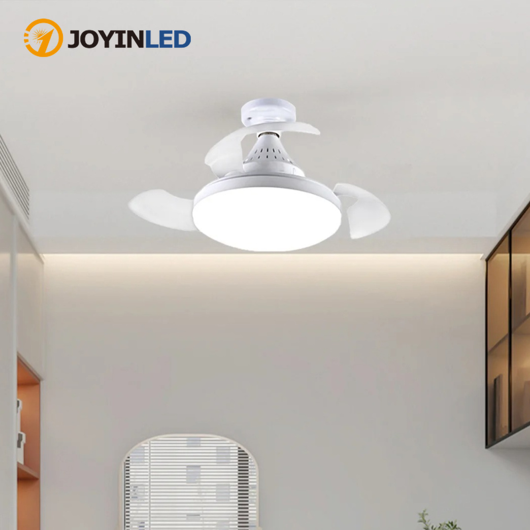 JOYINLED シーリングファン 照明とリモコン付き、隠し格納式ブレード、静かなファンライト、3 つの速度と調光可能、ホワイト