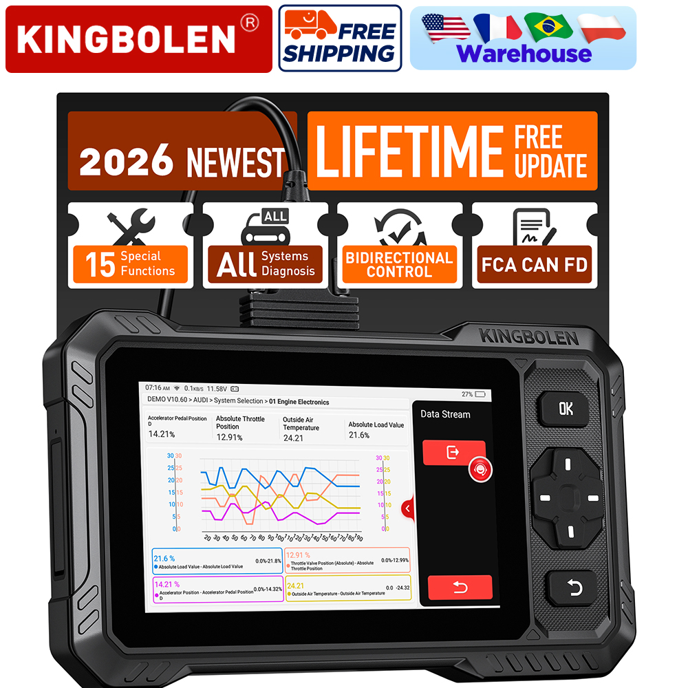 2026 生涯無料使用最新 KINGBOLEN S6 エリート双方向スキャナ CANFD 15 リセット、フルシステム車診断 S6 アップグレード