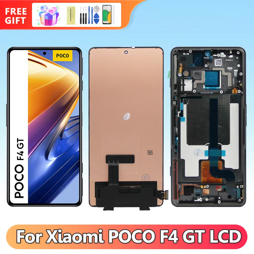 Super Amoled Poco F4 GT ディスプレイスクリーン交換用、Xiaomi Poco F4 GT 21121210G Lcd ディスプレイデジタルタッチスクリーン、フレーム付き