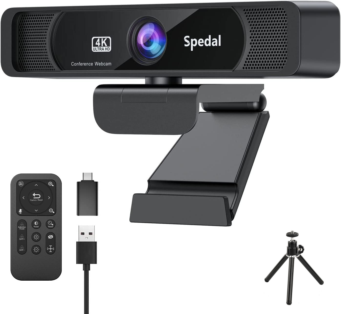 HD 4K 30fps 120度広角ウェブカメラ マイク付き リモコン付き ストリーミング PC会議 Windows Mac Linux