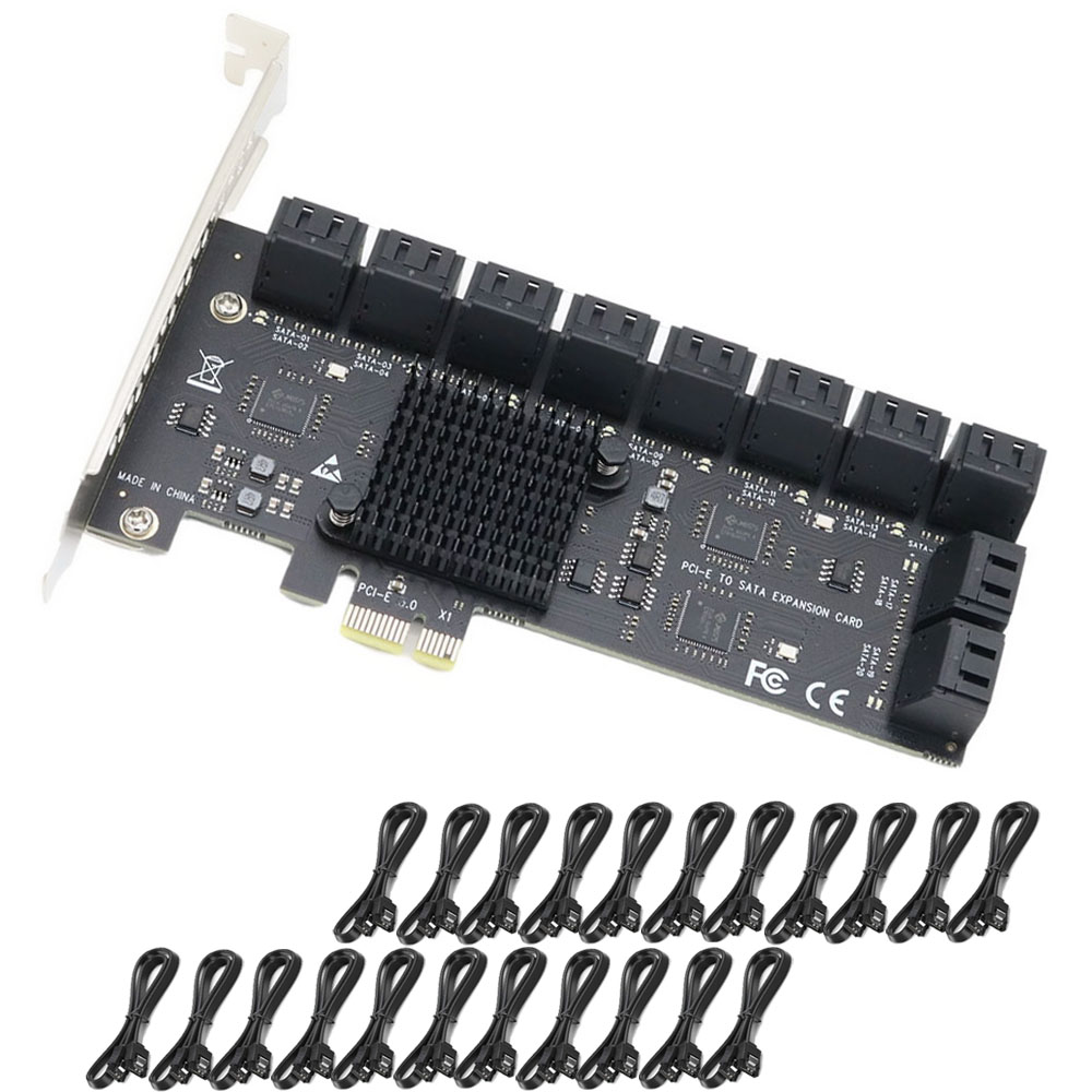 PCIE SATAカード 12/16/20ポート 6Gb SATA 3.0 PCIeカード、PCIe-SATAコントローラー拡張カード、SATA 3.0デバイス対応
