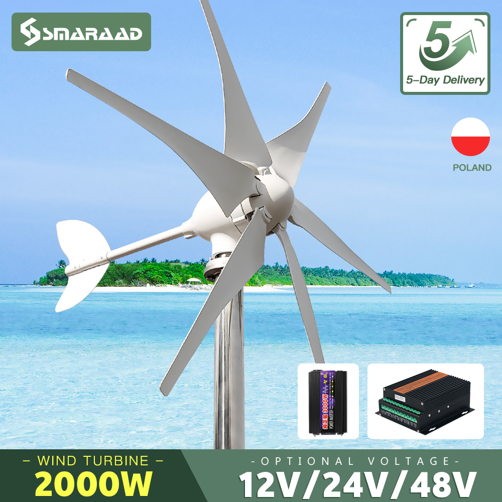 2000W 2KW 水平軸風力タービン 12V 24V 48V 風力発電機 CE 認定フリーエネルギー低速スタートオフグリッド家庭用