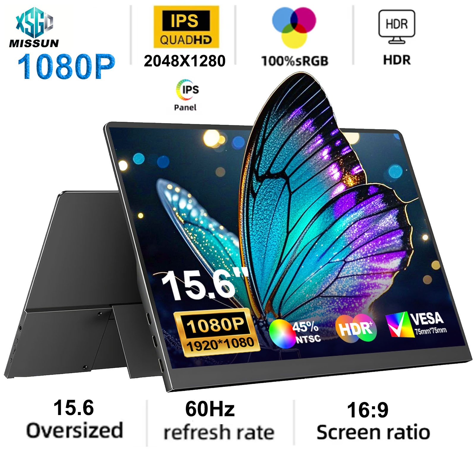 15.6 インチ LCD ポータブルモニター超薄型 1080P IPS FHD USB タイプ C 表示ラップトップ XBox PS4/5 スイッチ携帯電話ゲーム画面